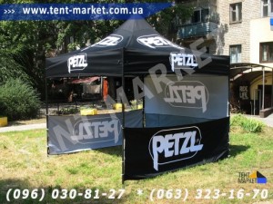 брендированные шатры рекламные палатки  PETZL  печать изготовление